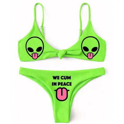 2025 Goth Swimsuit Two-piece Letters Skull Printed Bikinis Set for Women Micro Biquini Sport Bathing Suit Female Bodysuit