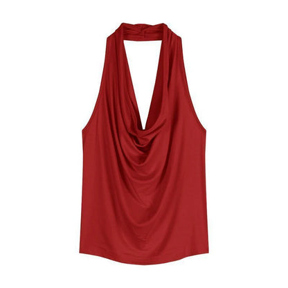 Summer Women Pure Desire Sexy Swing Collar Halter Sleeveless Slim Tank Top French Fashion Tank Top New 2025