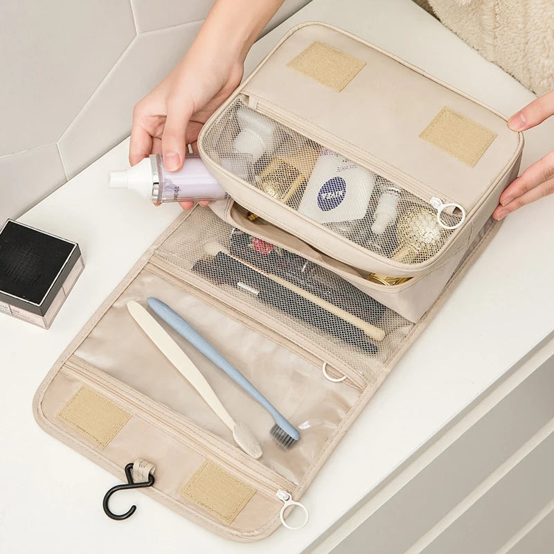 Borse per il trucco da toilette Borse per cosmetici pieghevoli coreane in tinta unita Borse da viaggio in PVC impermeabile di grande capacità per articoli da toeletta