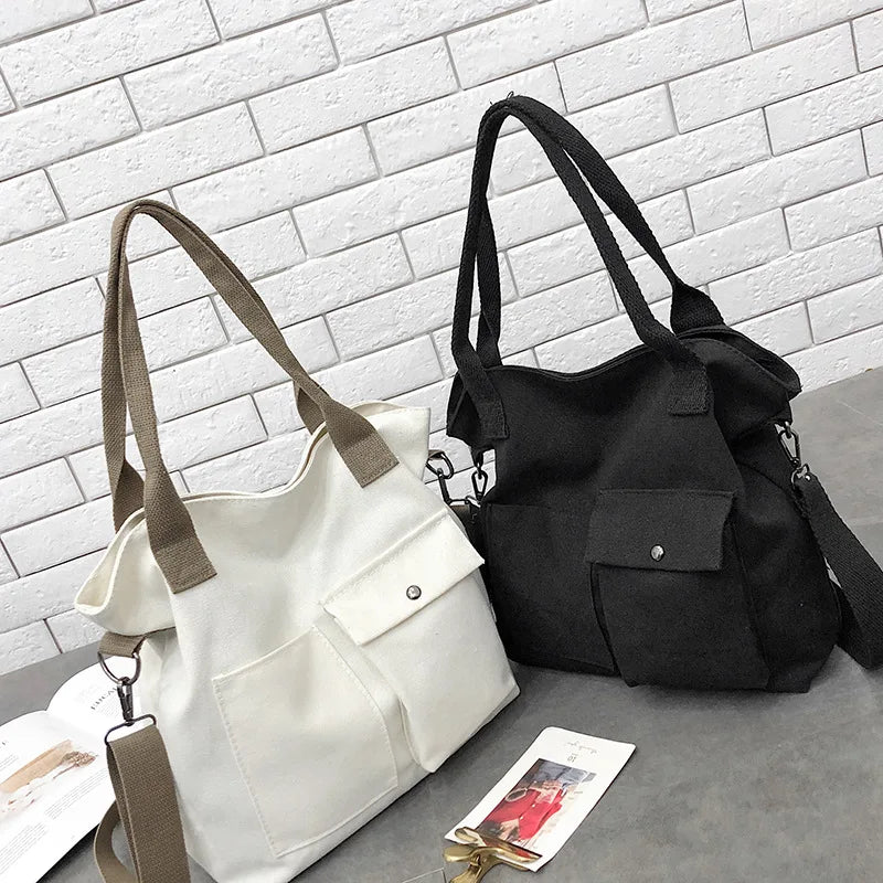 Borse di tela di moda Borsa per studenti Borsa a tracolla Borsa a tracolla di grande capacità in tinta unita Borsa shopper Borsa a tracolla femminile casual 2025