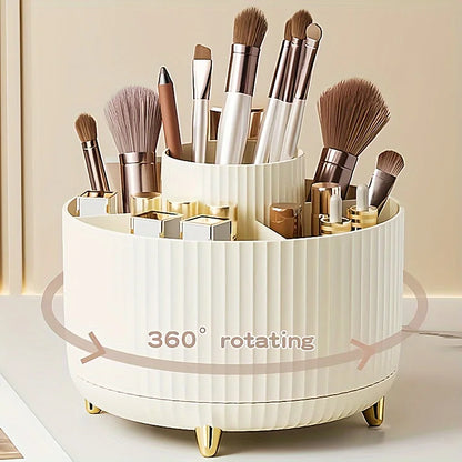 Organizzatore di scatole di immagazzinaggio cosmetici da tavolo per trucco girevole di grande capacità per il bagno Portapenne portatile per pennelli per trucco per rossetto
