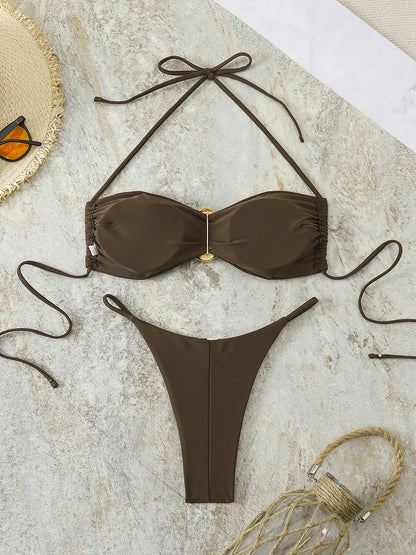 Sexy Bandeau Bikini Women's Swimsuit 2026 Two-piece Swimwear Thong Bikinis Set Female Bathing Suit Push Up Beach Swimming Wear