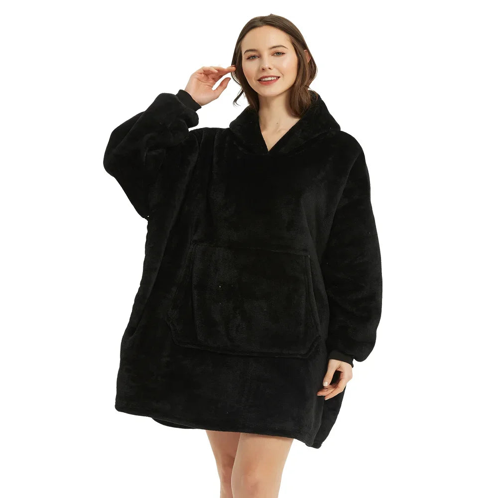 Coperte indossabili invernali Coperta morbida e calda Felpa con cappuccio Donna Uomo Pullover Coperte TV giganti oversize in pile