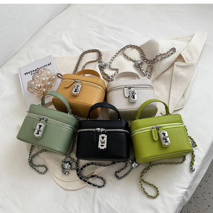 Borse Quadrate da Donna Estate 2026, Borse a Tracolla con Catene alla Moda, Borsa a Spalla in PU Texturizzato, Elegante Mini Borsa Chic per Cellulare