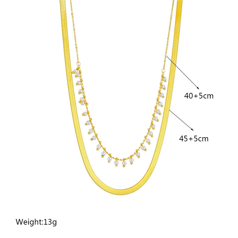 DIEYURO Collana a catena di perle con perline geometriche in acciaio inossidabile 316L per le donne Nuove ragazze punk girocollo spesso gioielli regali per feste