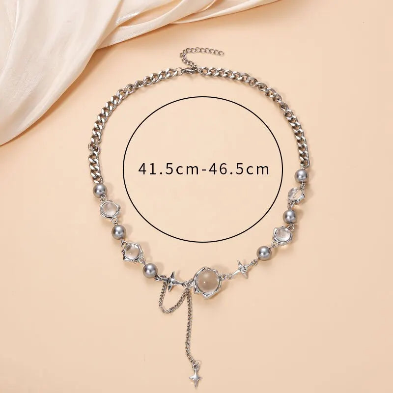 Collana girocollo donna Thorn Desin collana fata vetro opale collana catena clavicola elegante girocollo festa Color argento