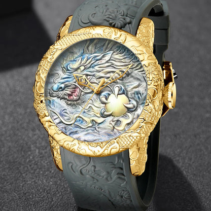 BIDEN impermeabile sport uomo orologi Dragon Design orologio al quarzo per uomo cinturino in Silicone orologio da polso orologio maschile Relogio Masculino