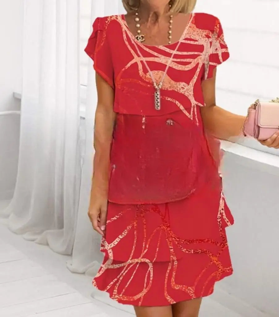 Abito longuette a maniche corte Befree da donna con volant larghi e grandi abiti casual floreali midi estivi grandi
