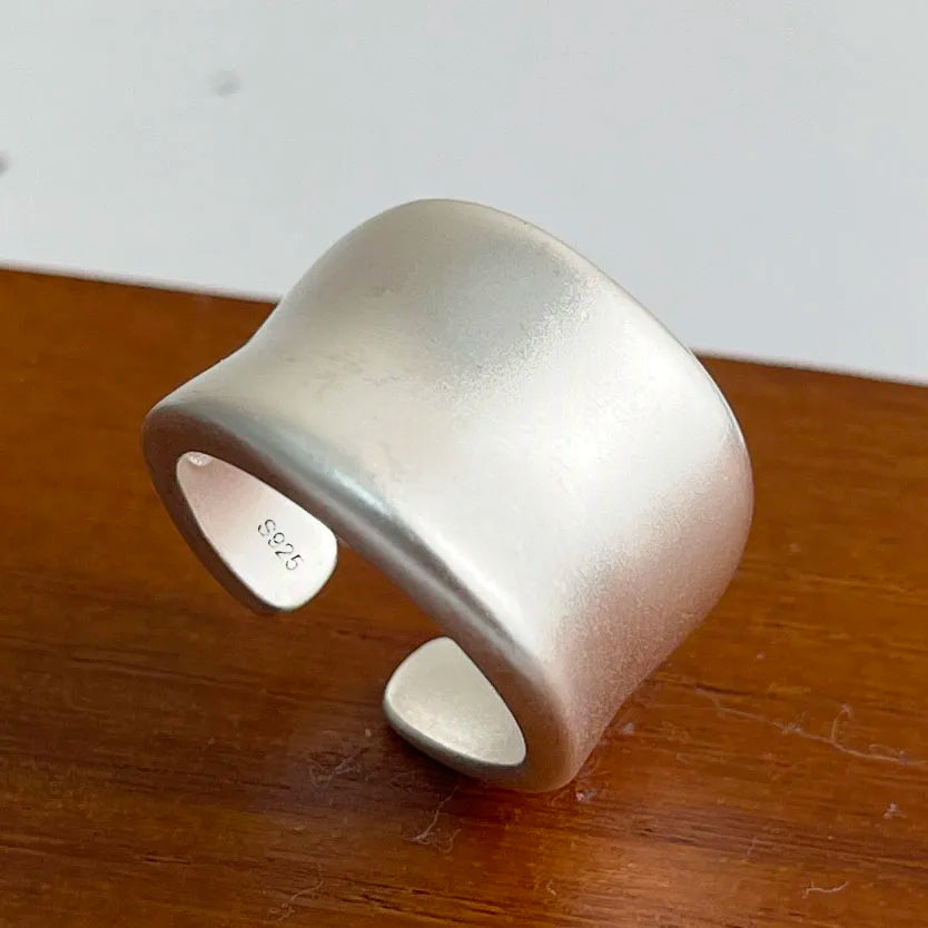 Anelli in argento sterling 925 per le donne Gioielleria raffinata geometrica Anello ampio scintillante regolabile per il regalo di compleanno della festa