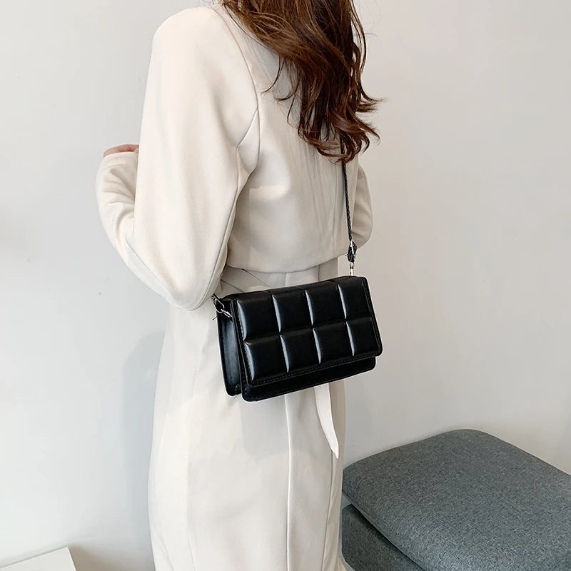 Nuove borse a tracolla moda tinta unita borsa a tracolla da viaggio femminile plaid piccole borse a tracolla in pelle PU per donna