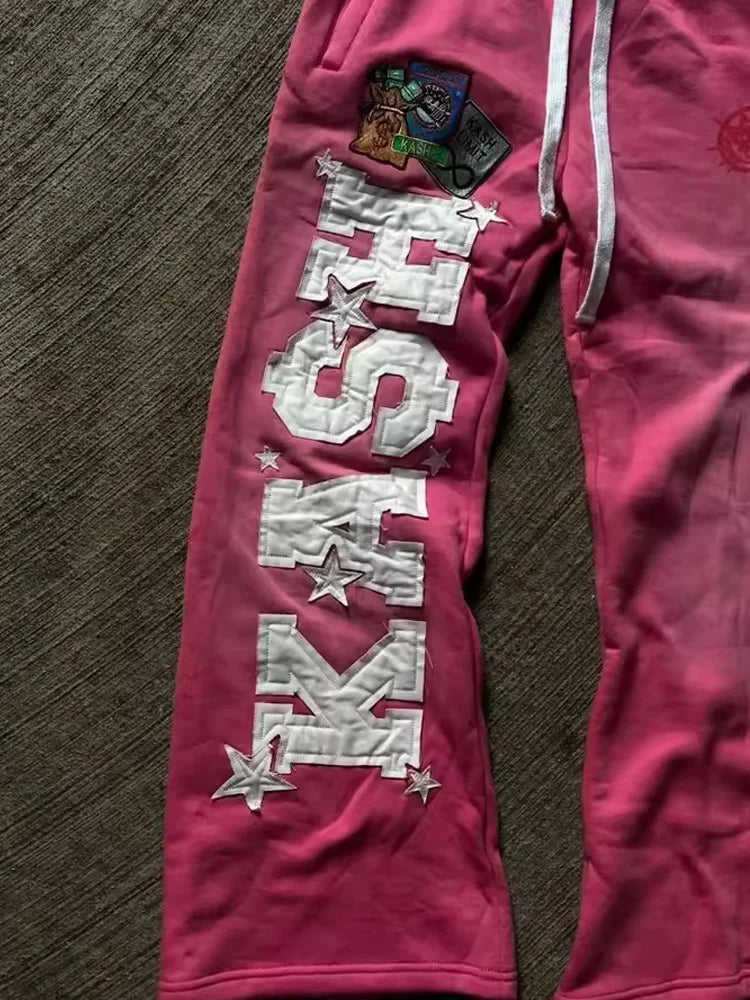 Pantaloni Casual Larghi e Dritti con Ricami e Stampe, Moda Autunno-Inverno per Uomo e Donna