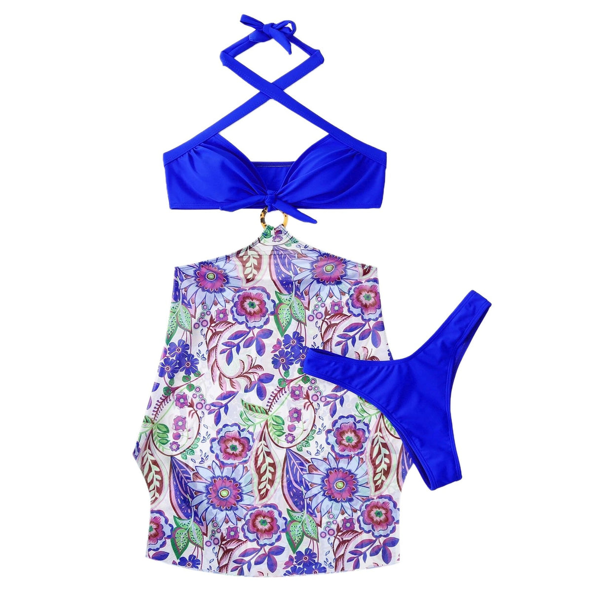 Vendita calda Bikini Set per adolescenti costume da bagno donna Plus Size Strap Wrap Pad stampe a vita alta Bikini Set perizoma costume da bagno