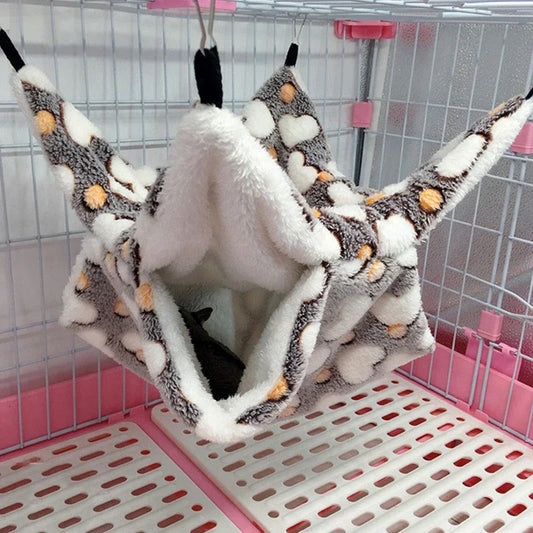 Amaca per ratti Letto caldo invernale in peluche doppio spessore per casa di criceti Sacco a pelo nido Letto per albero appeso Cavia Forniture per animali domestici