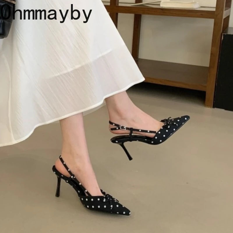 Sandales d'été à talons hauts pour femmes, mules élégantes en satin avec nœud papillon, chaussures de soirée