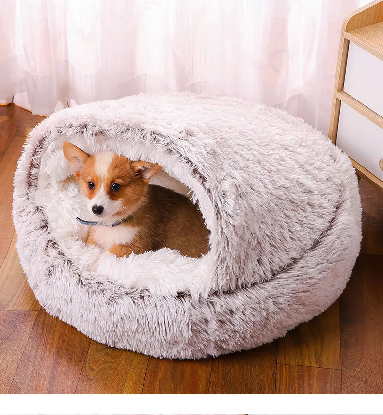 Winter Plush Pet Cat Bed Round Cat Cushion Cat House 2 in 1 Warm Cat Basket Pet Sleep Bag Cat Nest Kennel for Small Dog Suit New