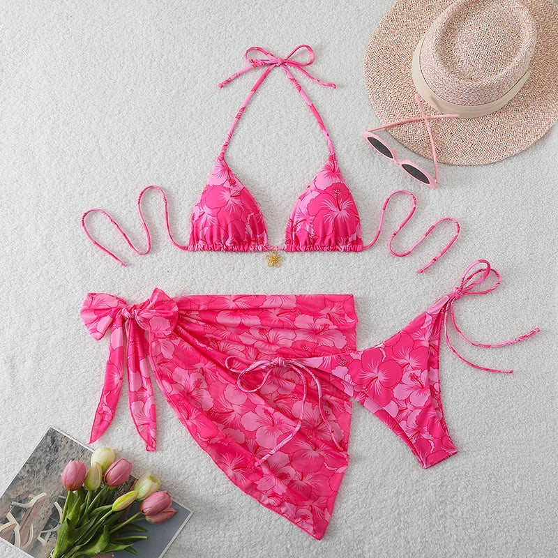 Sexy Maillot de Bain Femme Bikinis Maillots de Bain Femme 2026 Maillot de Bain 3 Pièces Ensembles Bikinis Triangle Robe de Plage Cache-Maillot de Plage