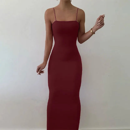 Robe d'été sexy pour femme, Streetwear à la mode, sans manches, dos nu, couleur unie, moulante, à bretelles, décontractée, Clubwear, robes de soirée élégantes