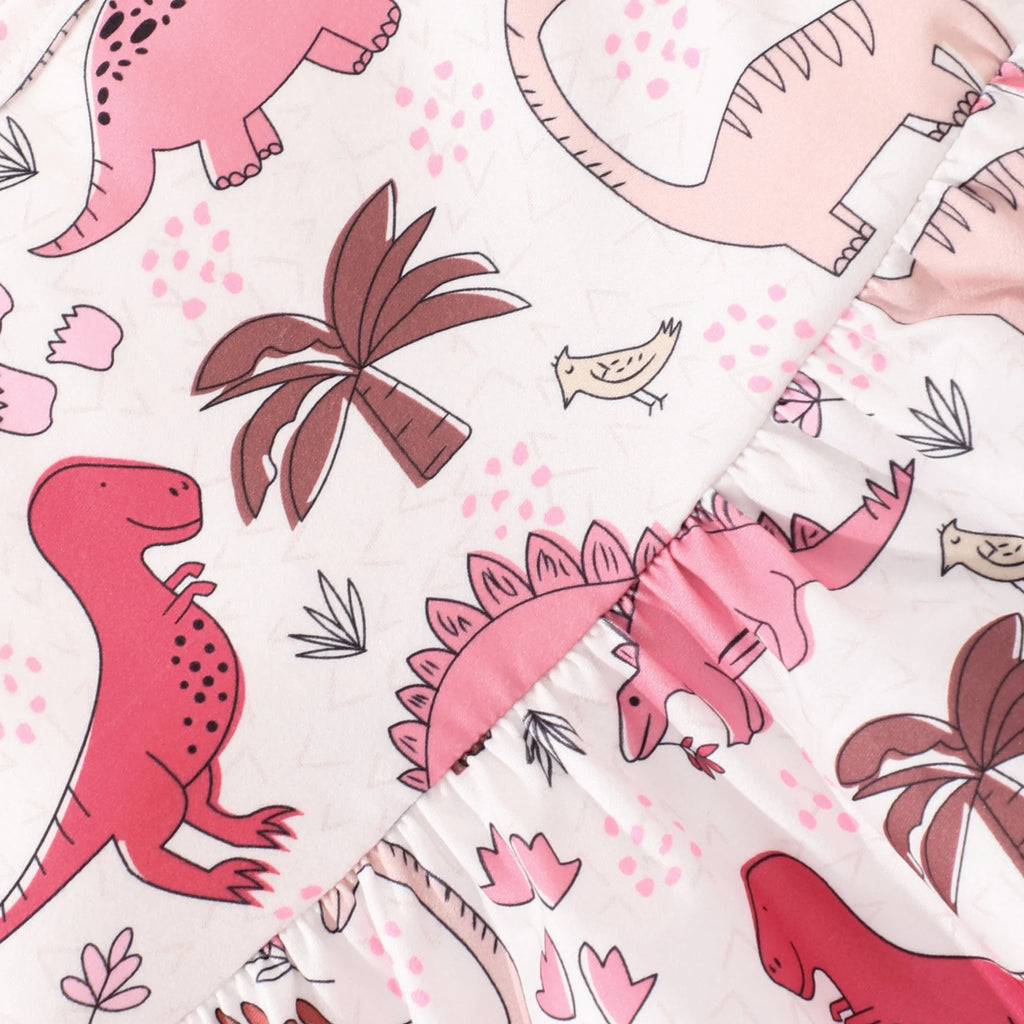 2024 Bambini Vestono Vestiti Della Ragazza Festa di Compleanno Dinosauro Estate Manica Corta Unicorno Neonate Abiti da Principessa 2 3 5 6 7 8 Anni