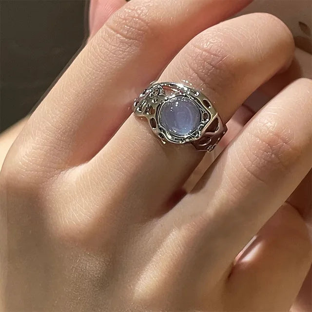 Anelli aperti a doppio gocciolamento di olio color oro retrò per le donne Anello da dito regolabile irregolare di lusso 2023 Nuovi gioielli da sposa alla moda