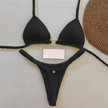 Nouveau maillot de bain fendu imprimé multicolore avec string sexy
