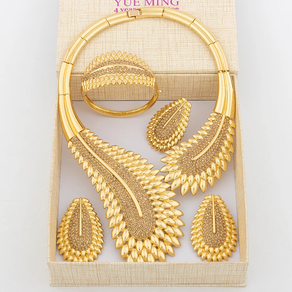 Parure de bijoux italienne, collier, boucles d'oreilles, bijoux pour femme, parure de bijoux de haute qualité