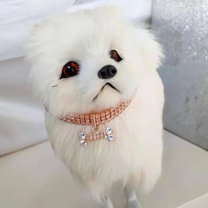 Collare di Lusso con Strass per Cani e Gatti di Piccola Taglia, Accessori per Animali Domestici
