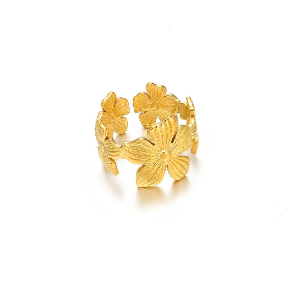 Anelli con fiori grandi esagerati in acciaio inossidabile per le donne Anello da dito con girasole color oro Regalo di gioielli estetici di moda femminile