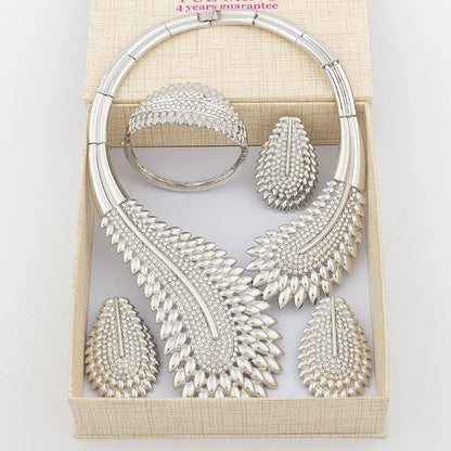 Parure de bijoux italienne, collier, boucles d'oreilles, bijoux pour femme, parure de bijoux de haute qualité