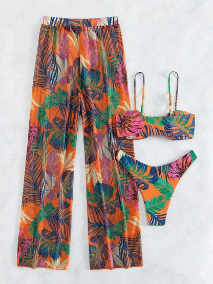 Bikini a 3 Pezzi 2026 Costume da Bagno Stampato Sexy per Donna con Pantaloncini da Spiaggia