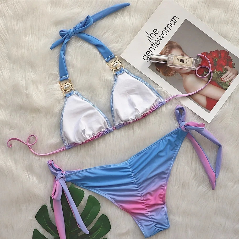 nuovo costume da bagno in due pezzi con strass 2026 cristallo di lusso perizoma Sexy perizoma Bikini Set costumi da bagno da donna costume da bagno Sexy da spiaggia