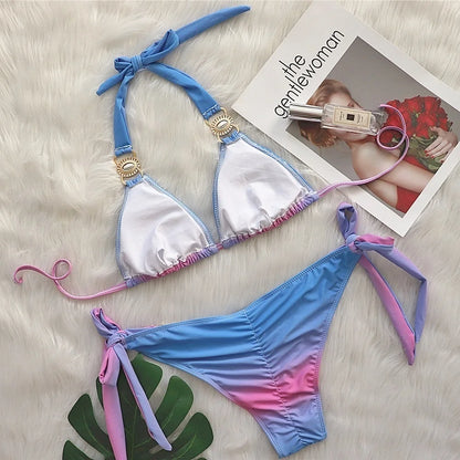 nuovo costume da bagno in due pezzi con strass 2026 cristallo di lusso perizoma Sexy perizoma Bikini Set costumi da bagno da donna costume da bagno Sexy da spiaggia