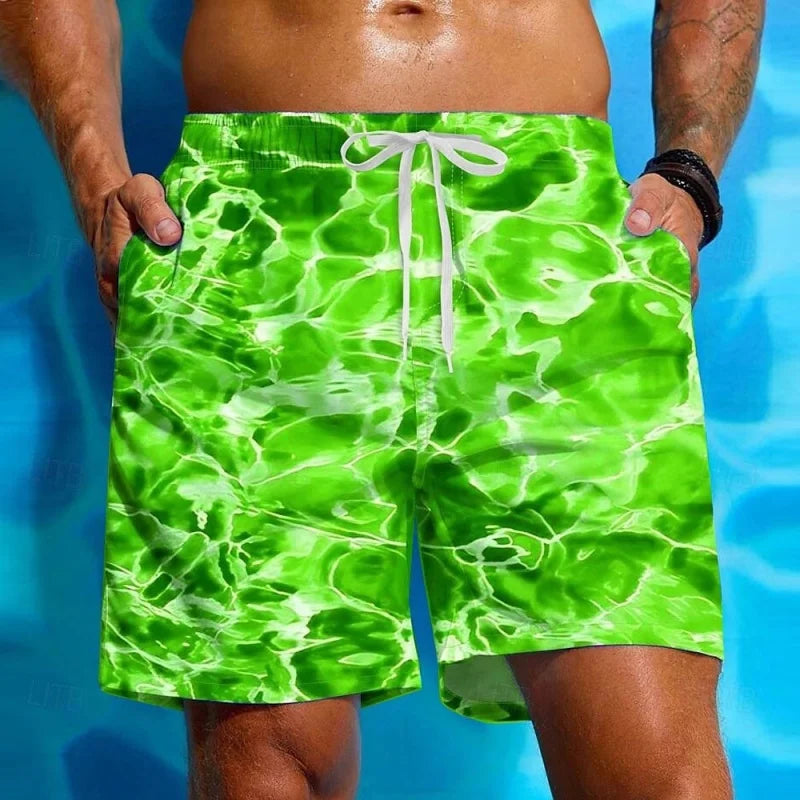 Pantaloni corti con onde d'acqua stampate in 3D per uomo Pantaloncini da spiaggia con motivo colorato divertente Pantaloncini da surf hawaiani estivi Costume da bagno per bambini