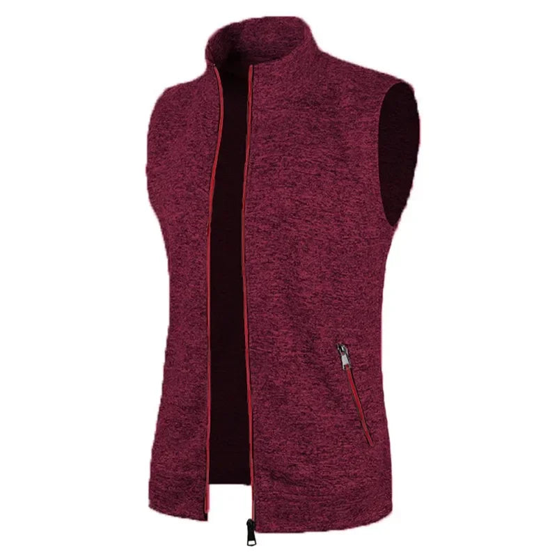 Cappotti senza maniche con cerniera da uomo autunno maglioni dolcevita da esterno traspirante tinta unita streetwear giacca gilet uomo top atletici
