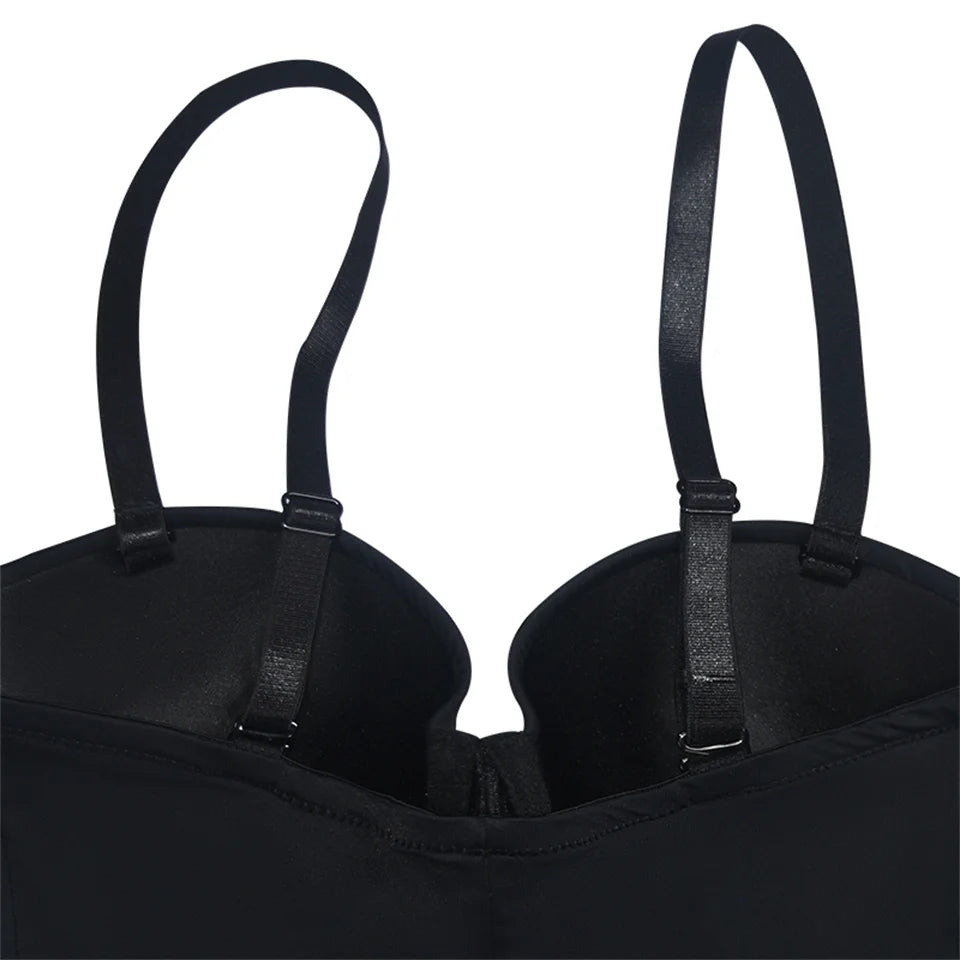 Becirzet Abiti da donna Sexy Girl Push Up Dimagrante Modellamento del corpo Controllo della vita Abito lungo da sera senza schienale con spacco all'americana nero