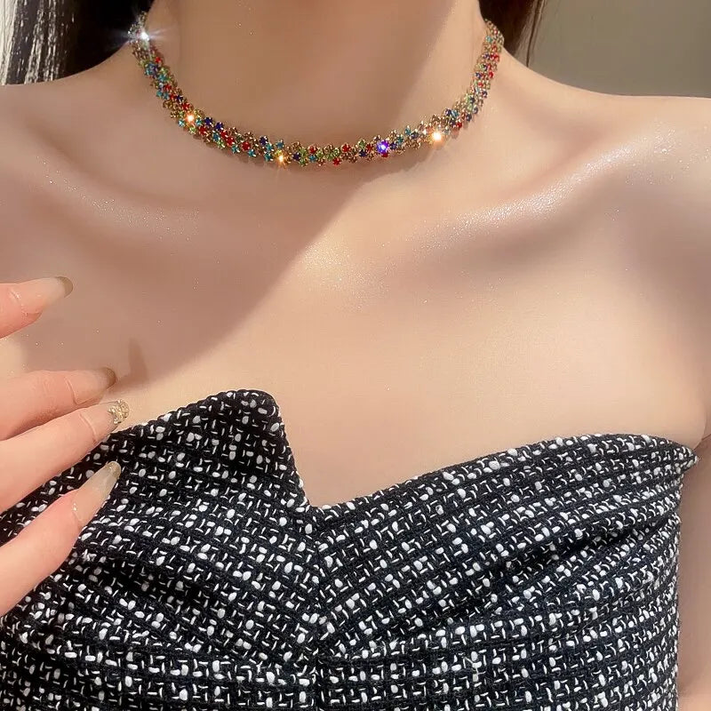 Collana girocollo di lusso con strass pieni lucidi per le donne Collane di cristallo geometriche personalizzate Regali per feste di gioielli da sposa