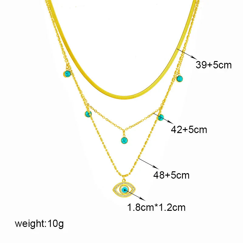 DIEYURO Collana con ciondolo occhi azzurri con serratura a forma di farfalla in acciaio inossidabile 316L per le donne Nuovi regali di gioielli con catena girocollo multistrato