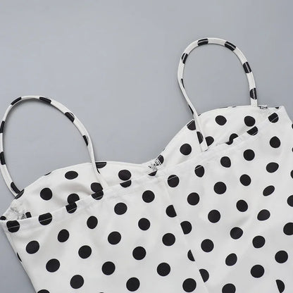 Abito con bretelle a pois Abito estivo da donna nuovo stile senza vita senza maniche Avvolgente sul petto Abito avvolgente a pieghe slim fit Ropa Mujer