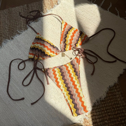 Damen-Badeanzug, bunte Ahornblätter, gestrickter Bikinirock, dreiteiliges Set, geteilter Badeanzug, Bikini, sexy Biquini, Badeanzug