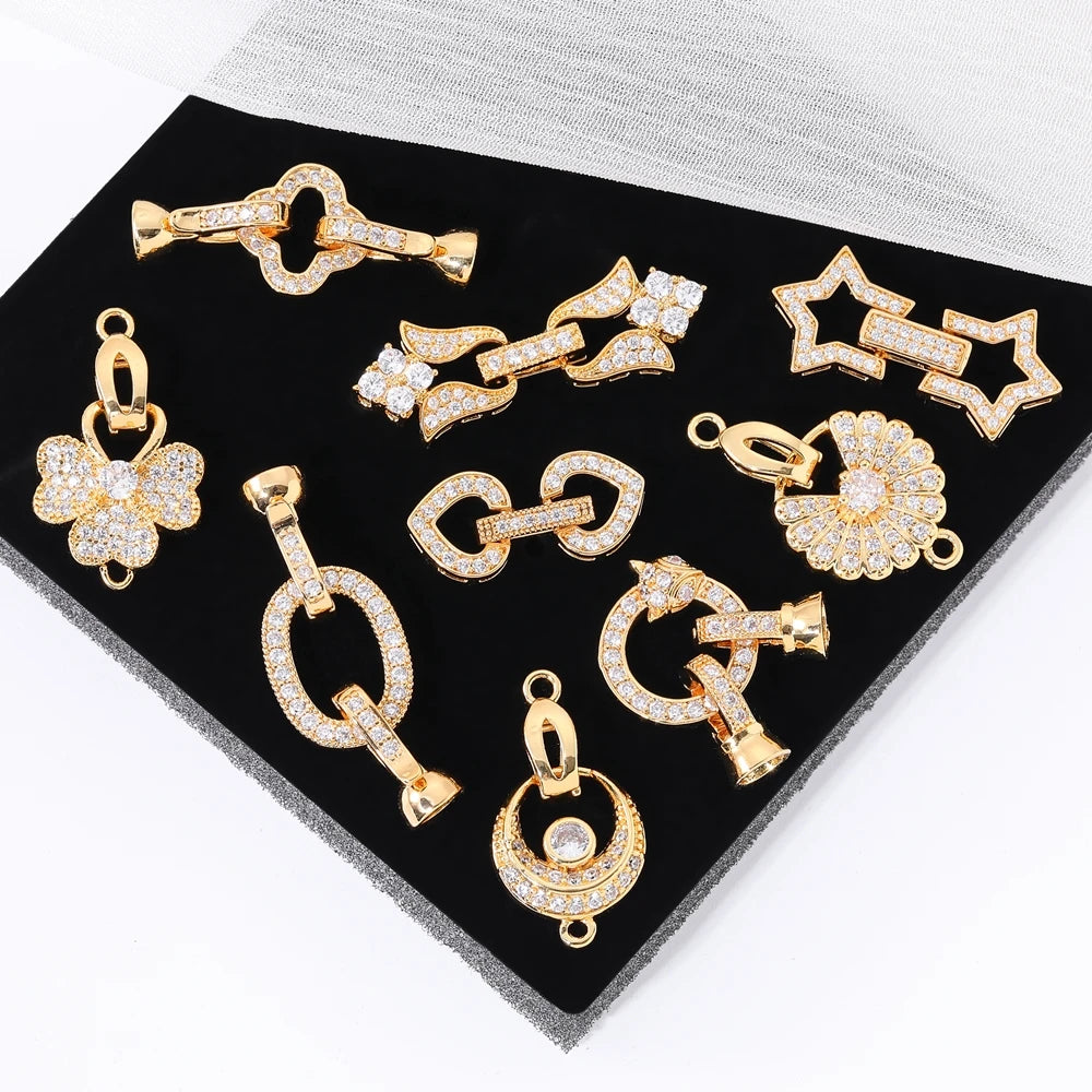 Juya 18K Placcato Oro Elementi di Fissaggio Decorativi Connettore Serrature Perle Catenacci Accessori Per Il Cucito FAI DA TE Perline Creazione di Gioielli