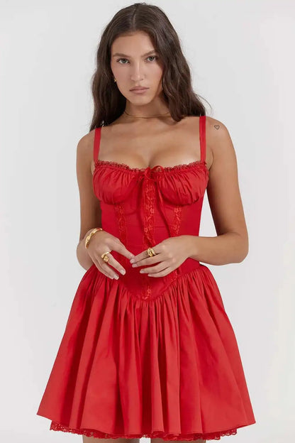 Townlike Lace Patchwork a-line Dress Women Spaghetti Strap Mini 2024 Sping Summer Dress Backless Nightclub abiti da festa Sexy