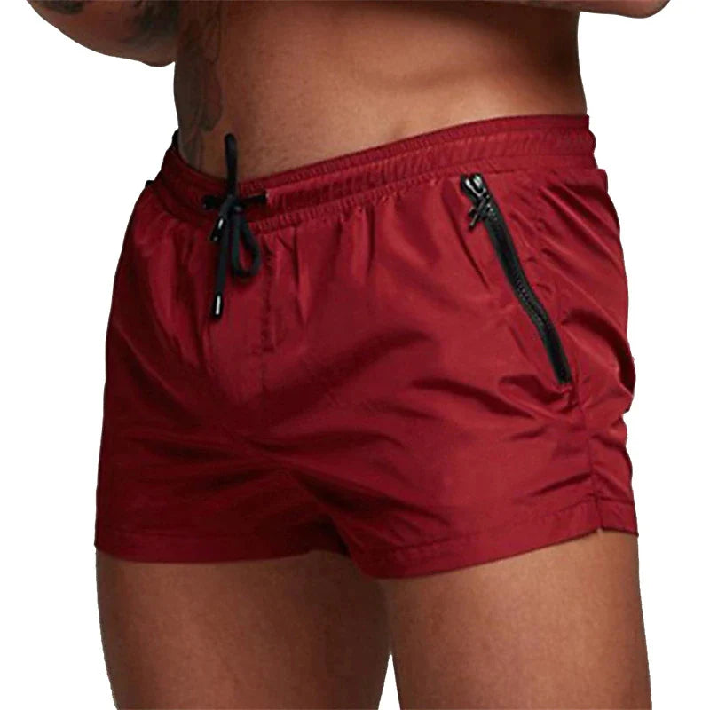 Costume da bagno da uomo con tasche con cerniera Fodera in rete Pantaloncini da spiaggia estivi Costume da bagno da bagno ad asciugatura rapida Costume da bagno