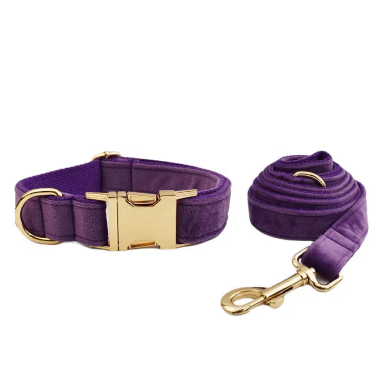 Set Collare e Guinzaglio per Cani in Velluto Viola per Cani di Taglia Piccola, Media e Grande con Targhetta Personalizzata Incisa Accessori per Animali Domestici Guinzaglio per Cani in Velluto 16