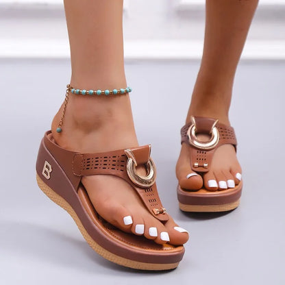 Sandali estivi donna nuove scarpe da spiaggia Open Toe infradito zeppe comode pantofole sandali carini Plu taglia 35 ~ 43 Chaussure Femme