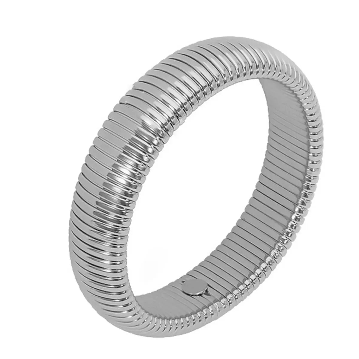 Bracciale in metallo spesso con elasticità retrò impermeabile in acciaio inossidabile placcato oro 18 carati tendenza moda gioielli unisex uomo donna