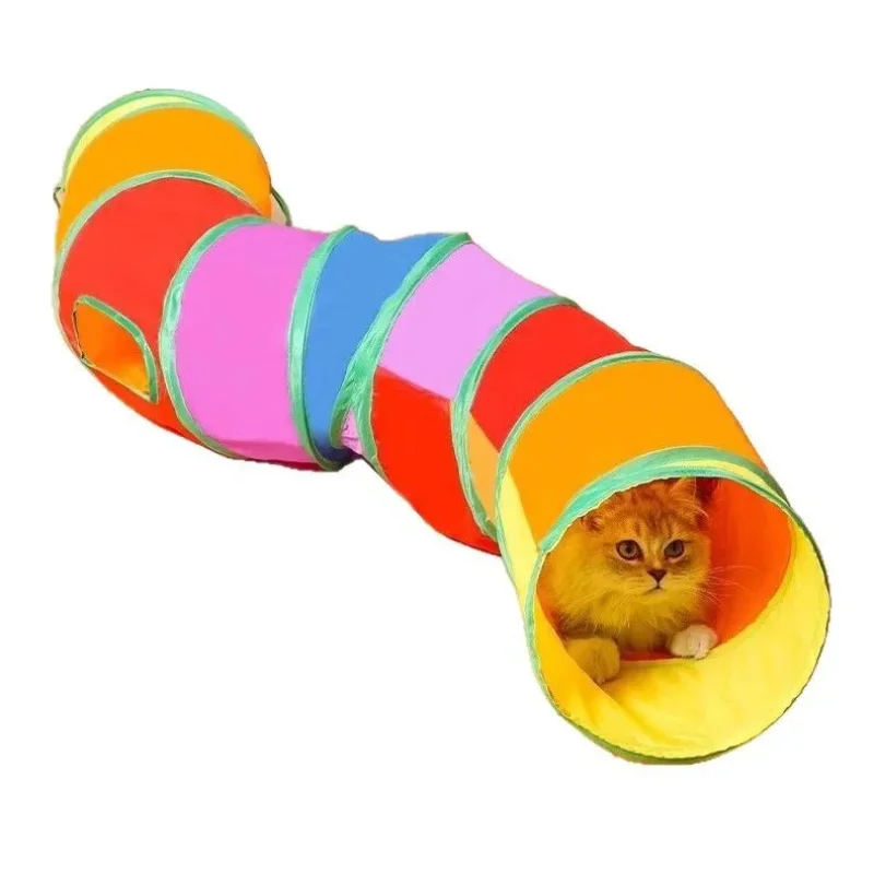Tunnel per gatti Forniture per animali domestici Cat T Pass Tunnel da gioco Tunnel per gatti pieghevole Giocattolo per gatti Barile da trapano traspirante per carta forte per interni