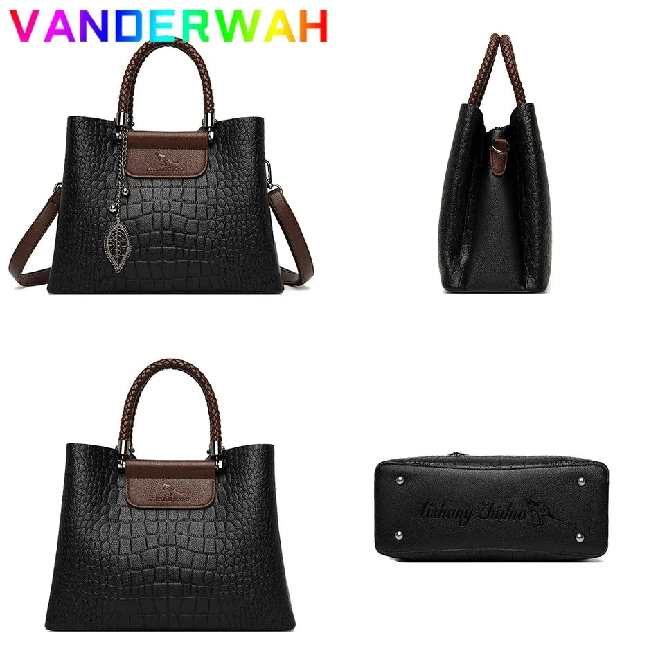 Borse di lusso in morbida pelle Borse da donna Designer 3 strati Borsa a tracolla con tracolla Sac Borsa da donna per lo shopping di grande capacità