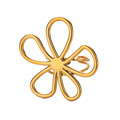 Anelli con fiori grandi esagerati in acciaio inossidabile per le donne Anello da dito con girasole color oro Regalo di gioielli estetici di moda femminile