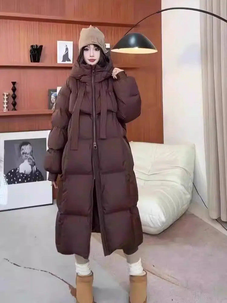 2026 Nuova Giacca Invernale in Cotone da Donna, Cappotto Lungo Stile Coreano, Giacca con Cappuccio Spessa e alla Moda, Cappotto Caldo da Donna