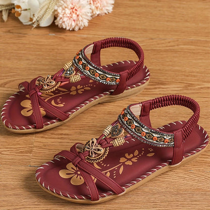 Sandali da donna Sandali estivi stile Boemia Donna Fondo morbido Sandali con tacco basso Scarpe da donna Scarpe antiscivolo Calzature estive