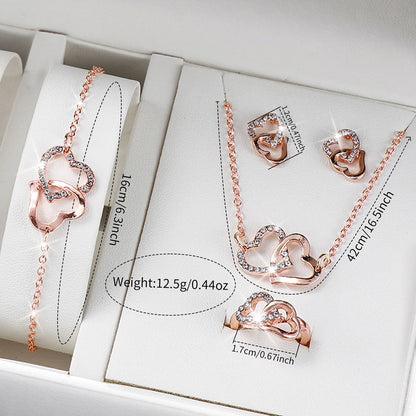 6 pezzi/set moda quadrante smerigliato orologio al quarzo da donna cinturino in pelle orologi da polso set di gioielli a forma di cuore (senza scatola)